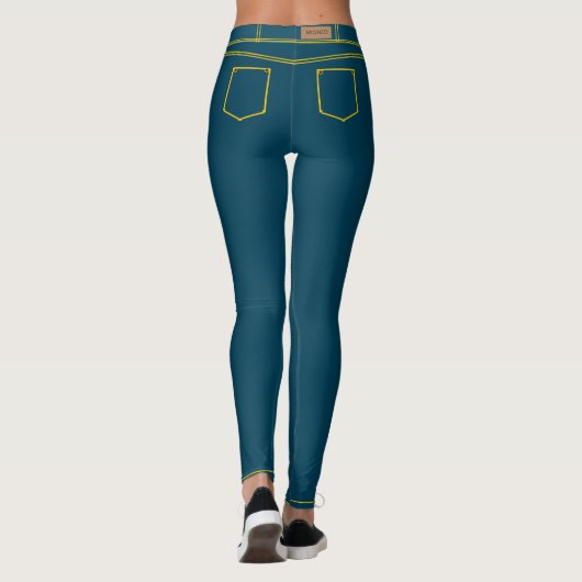Faux jeans bleu marine Leggings (Dos)
