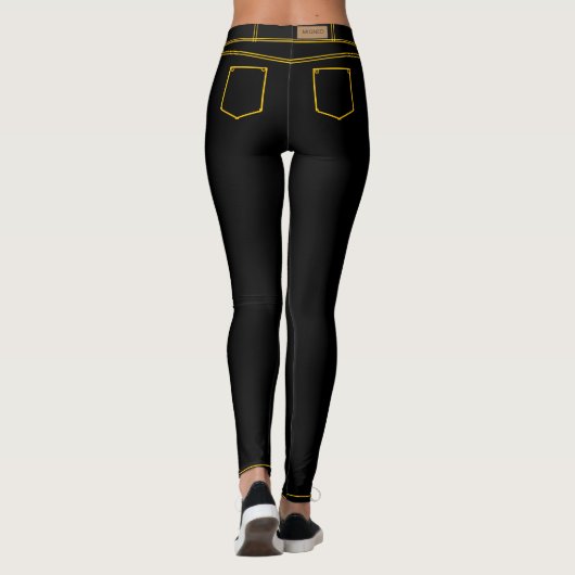 Faux jeans noirs leggings pour femmes (Dos)