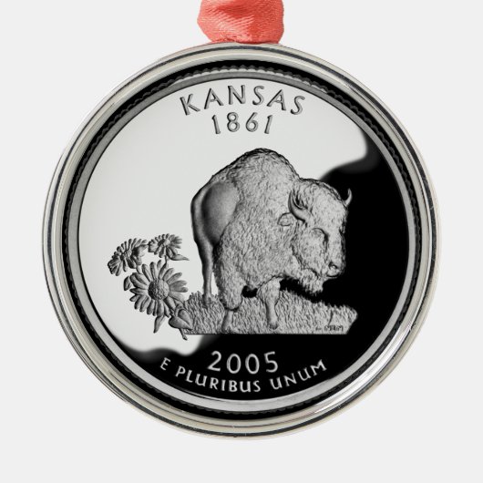 Faux Kansas State Quarter Metalen Ornament (Voorkant)