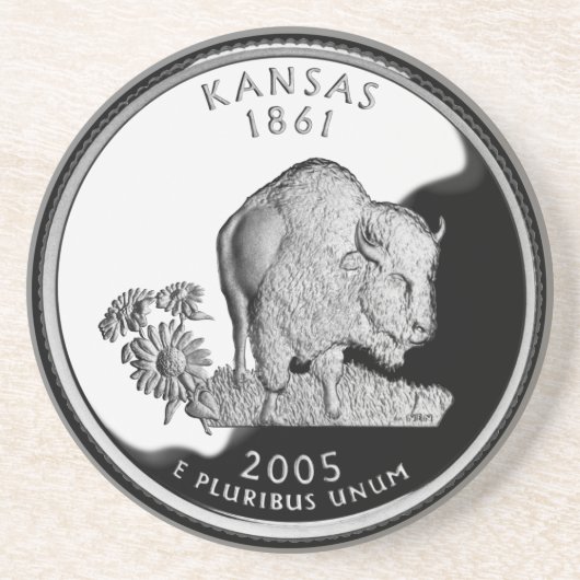 Faux Kansas State Quarter Zandsteen Onderzetter (Voorkant)