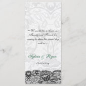 Faux kant en lint emerald green bruiloft Menu (Achterkant)