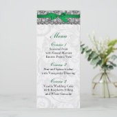 Faux kant en lint emerald green bruiloft Menu (Staand voorkant)