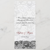 Faux kant en lint rood, zwart bruiloft Menu (Achterkant)