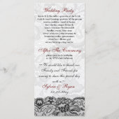 Faux kant en lint rood, zwarte bruiloft programma' programma (Achterkant)