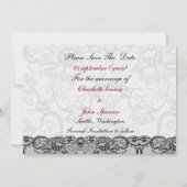 Faux kant en lintroze, zwart, behalve de datum save the date (Achterkant)