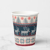 Faux Knit Holiday Patroon Nordic Theme Kerstmis Papieren Bekers (Rechts)