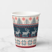Faux Knit Holiday Patroon Nordic Theme Kerstmis Papieren Bekers (Voorkant)