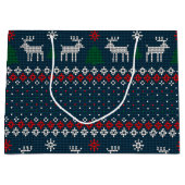 Faux Knitting Pattern kerstboom en Deer Groot Cadeauzakje (Voorkant)