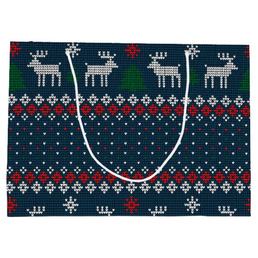 Faux Knitting Pattern kerstboom en Deer Groot Cadeauzakje (Achterkant)