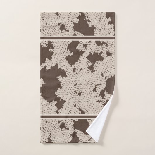 Faux Koe Print Bruin en Crème Bad Handdoek (Handdoek)