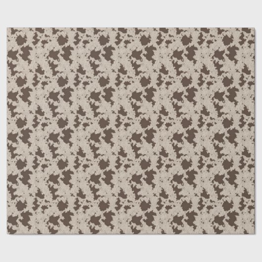 Faux Koe Print Bruin en Crème Cadeaupapier (Zoom)