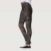 Faux Koe Print, donkerbruin en bruin Leggings (Links)