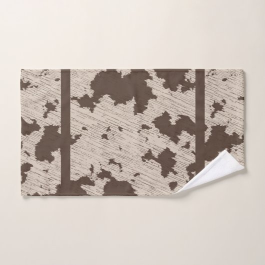 Faux Koe Print Zwart, Wit, Bruin en Cream Bad Handdoek (Handdoek)
