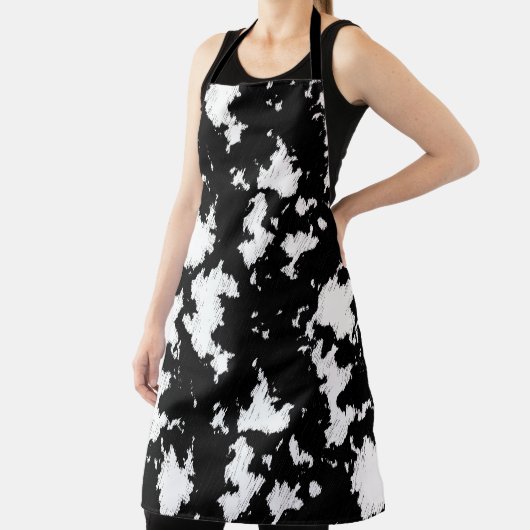 Faux Koe Print, zwart-wit Schort (Insitu)