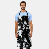 Faux Koe Print, zwart-wit Schort (Gedragen)