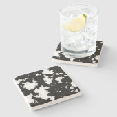 Faux Koe Print Zwart-wit Stenen Onderzetter (Zijkant)