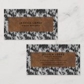 Faux Koeienhuid & Lederen rustieke Dierenprint Zwa Visitekaartje (Voorkant / Achterkant)