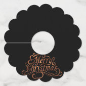 Faux-Koper Merry fancy script design met kerstmis Wijnglaslabel (Achterkant)