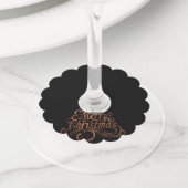 Faux-Koper Merry fancy script design met kerstmis Wijnglaslabel (Dichtbij)