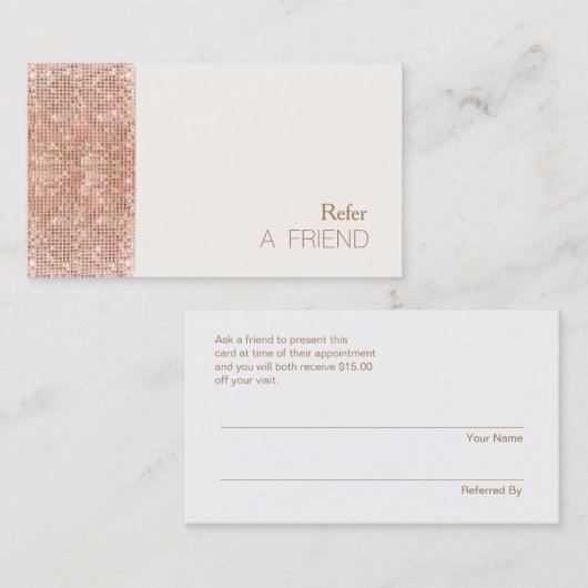 FAUX Koper Sequin Salon Verwijzing Klantenbinding (Voorkant / Achterkant)