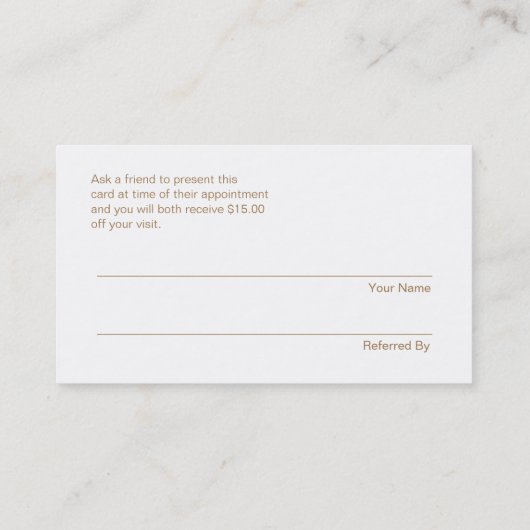 FAUX Koper Sequin Salon Verwijzing Klantenbinding (Achterkant)