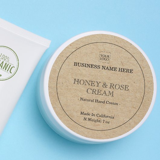 Faux Kraft Minimal Business Logo Productlabel Ronde Sticker