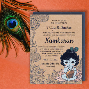 Faux Kraft Namkaran Baby Naming Ceremony Kaart