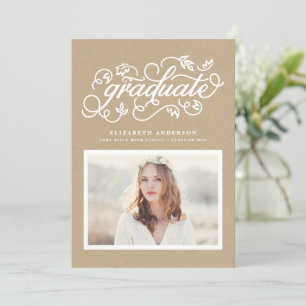 Faux Kraft Paper Rustic Script Foto Afstuderen Kaart