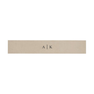 Faux Kraft paper rustige monogram initialen Invita Uitnodigingen Wikkel