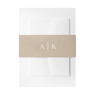 Faux Kraft paper rustige monogram initialen Uitnodigingen Wikkel