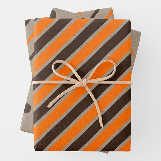Faux Kraft Paper w/ Dark Brown & Orange Patterns