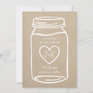 Faux Kraft Papier rustieke metselaar pot save the Date
