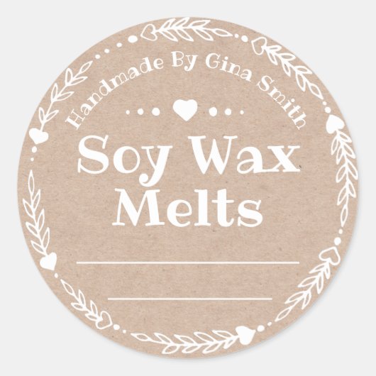 Faux kraft voor handgemaakte soja wax smelten ronde sticker (Voorkant)