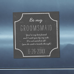 Faux krijtbord ingelijst Be My Groomsmaid Aanvraag Magnetische Uitnodiging
