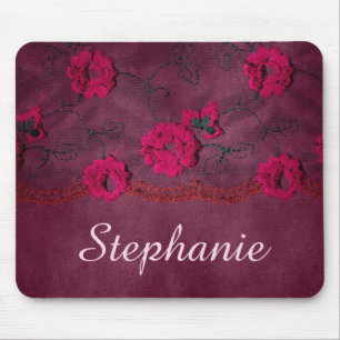 Faux Lace paarse bloemen Muismat