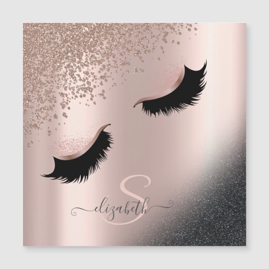 Faux Lashes Black Glitter Diamonds Roos Gold (Voorkant)