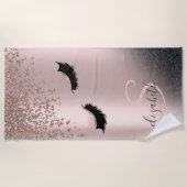 Faux Lashes Black Glitter Diamonds Roos Gold Strandlaken (Voorkant)