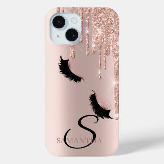 Faux Lashes Glitter Roos Gold Drivers Case-Mate iPhone Case (Achterkant)