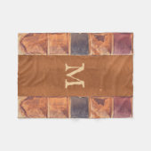 Faux Leather  Antiek Book Monogram Fleece Deken (Voorkant (Horizontaal))