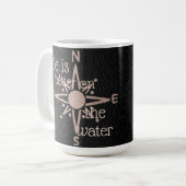 Faux Leather Compass Roos Anchor Koffiemok (Voorkant links)