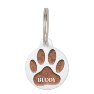 Faux Leather Dog Pawprints Huisdierpenning