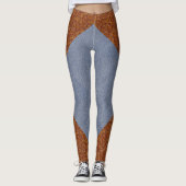 Faux Leather en Denim Print Leggings (Voorkant)