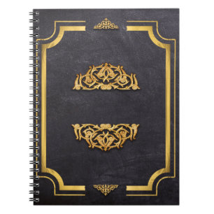 Faux Leather en Gilded Gold Scrollwork Notitieboek
