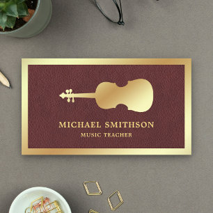 Faux Leather Gold Violin Music Teacher Violist Visitekaartje