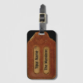  faux Leather ID Brown Bagagelabel (Voorkant (verticaal))