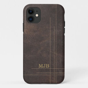 Faux Leather Modern Stitn Design Mannen iPhone 11 Hoesje