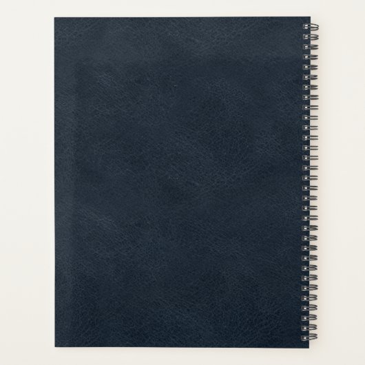 Faux Leather Navy Blue Roos Gold Monogram 2025 Planner (Achterkant)