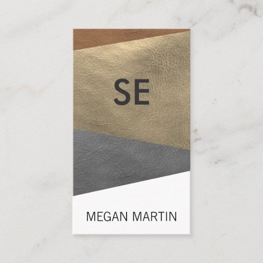 Faux Leather Print / monogram Visitekaartje (Voorkant)