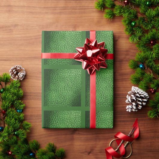 Faux Leather Warm Forest Green Design Cadeaupapier (Feestdagen Geschenken)