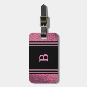 Faux leder roze en zwart ontwerp bagagelabel